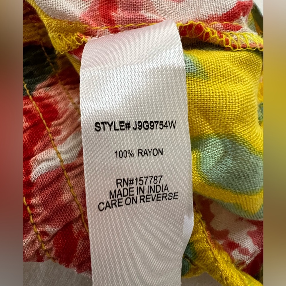 Floral Crop Top Jolie & Joy yellow Summer tie front Bubble Sleeve Medium juniors - Picture 8 of 8
